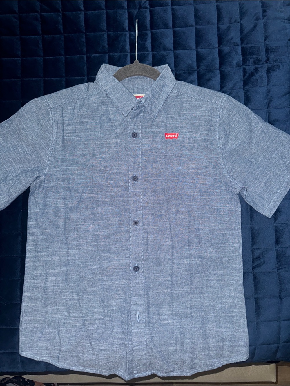 Levi's Short Sleeve Button-Down Shirt in Heathered Blue